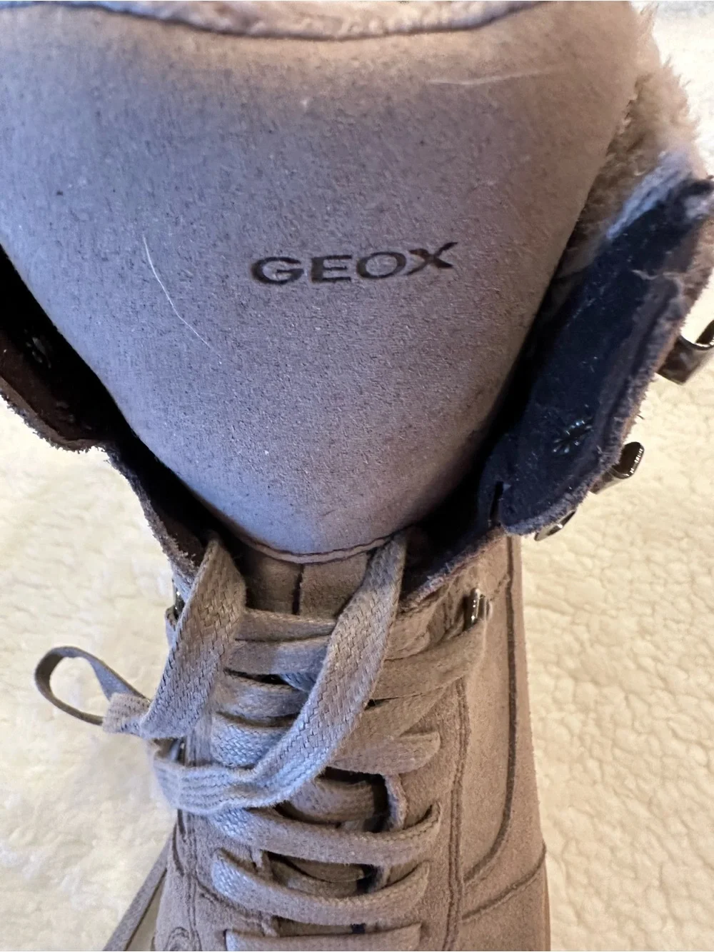 Geox Taupe Suede Wedge Lace-Up Ankle Boots